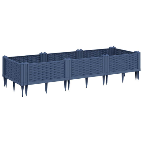 Vidaxx plantekasse med pløkke 125x40x28,5 cm polypropylen blå-grå