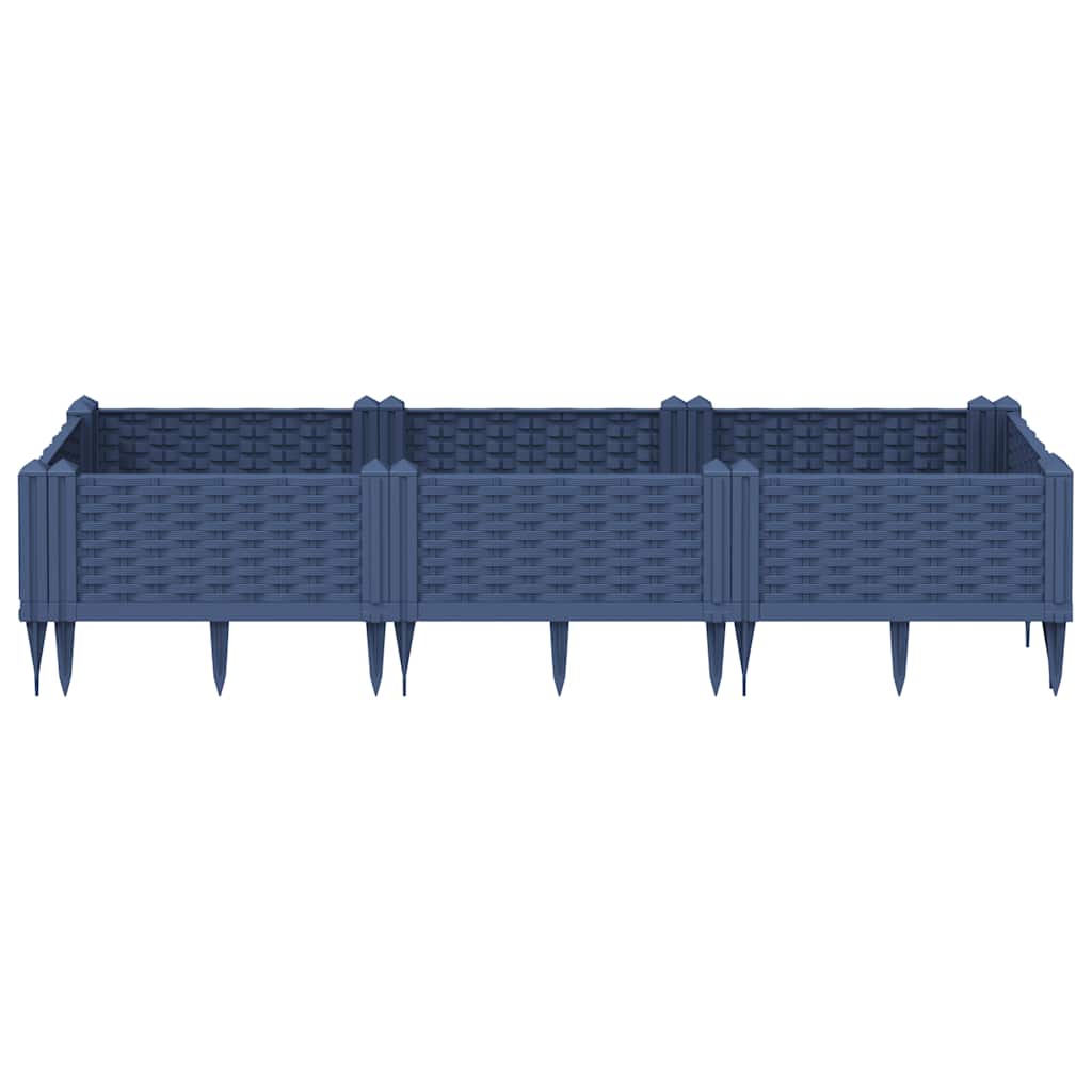 Vidaxx plantekasse med pløkke 125x40x28,5 cm polypropylen blå-grå