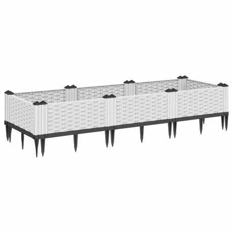 Vidaxx plantekasse med pløkke 125x40x28,5 cm polypropylen hvid