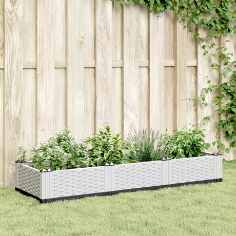 Vidaxx plantekasse med pløkke 125x40x28,5 cm polypropylen hvid