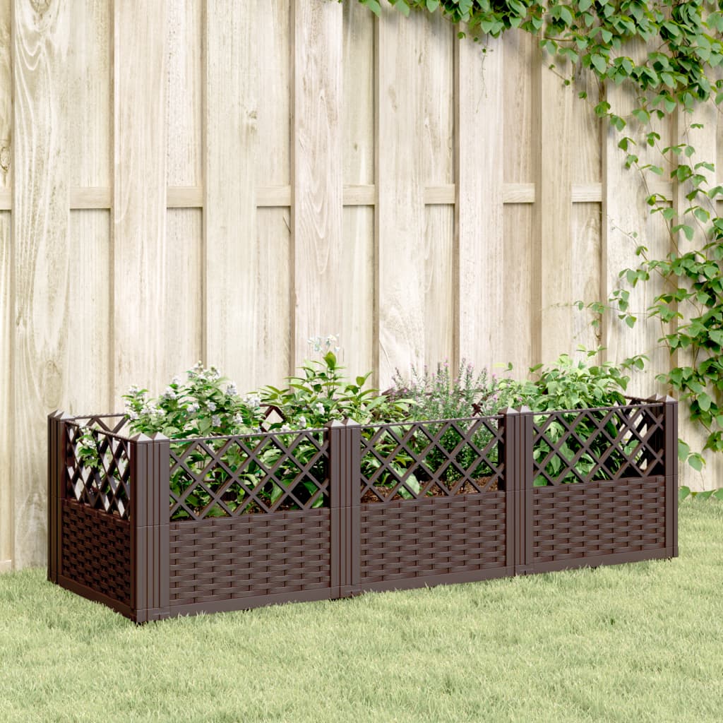 Vidaxx plantekasse med pløkke 123,5x43,5x43,5 cm polypropylen brun