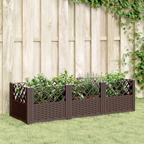 Vidaxx plantekasse med pløkke 123,5x43,5x43,5 cm polypropylen brun
