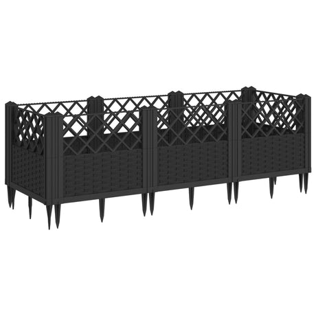 Vidaxx plantekasse med pløkke 123,5x43,5x43,5 cm polypropylen sort