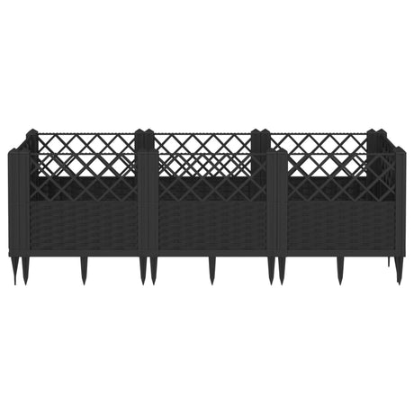 Vidaxx plantekasse med pløkke 123,5x43,5x43,5 cm polypropylen sort