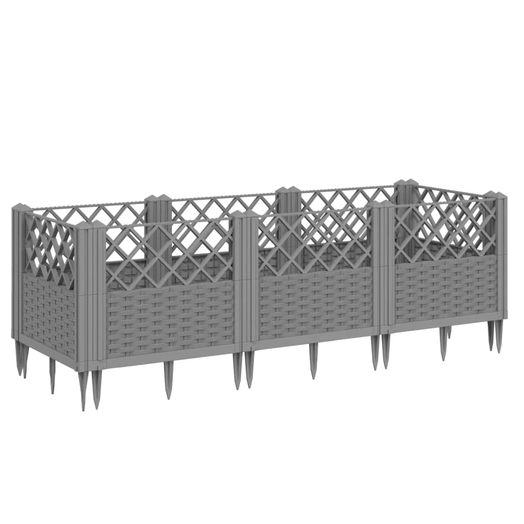 Vidaxx plantekasse med pløkke 123,5x43,5x43,5 cm polypropylen lysegrå