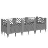 Vidaxx plantekasse med pløkke 123,5x43,5x43,5 cm polypropylen lysegrå