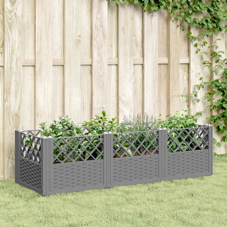 Vidaxx plantekasse med pløkke 123,5x43,5x43,5 cm polypropylen lysegrå