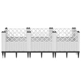 Vidaxx plantekasse med pløkke 123,5x43,5x43,5 cm polypropylen hvid
