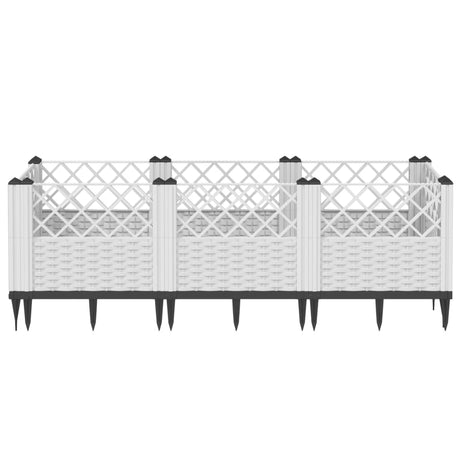 Vidaxx plantekasse med pløkke 123,5x43,5x43,5 cm polypropylen hvid