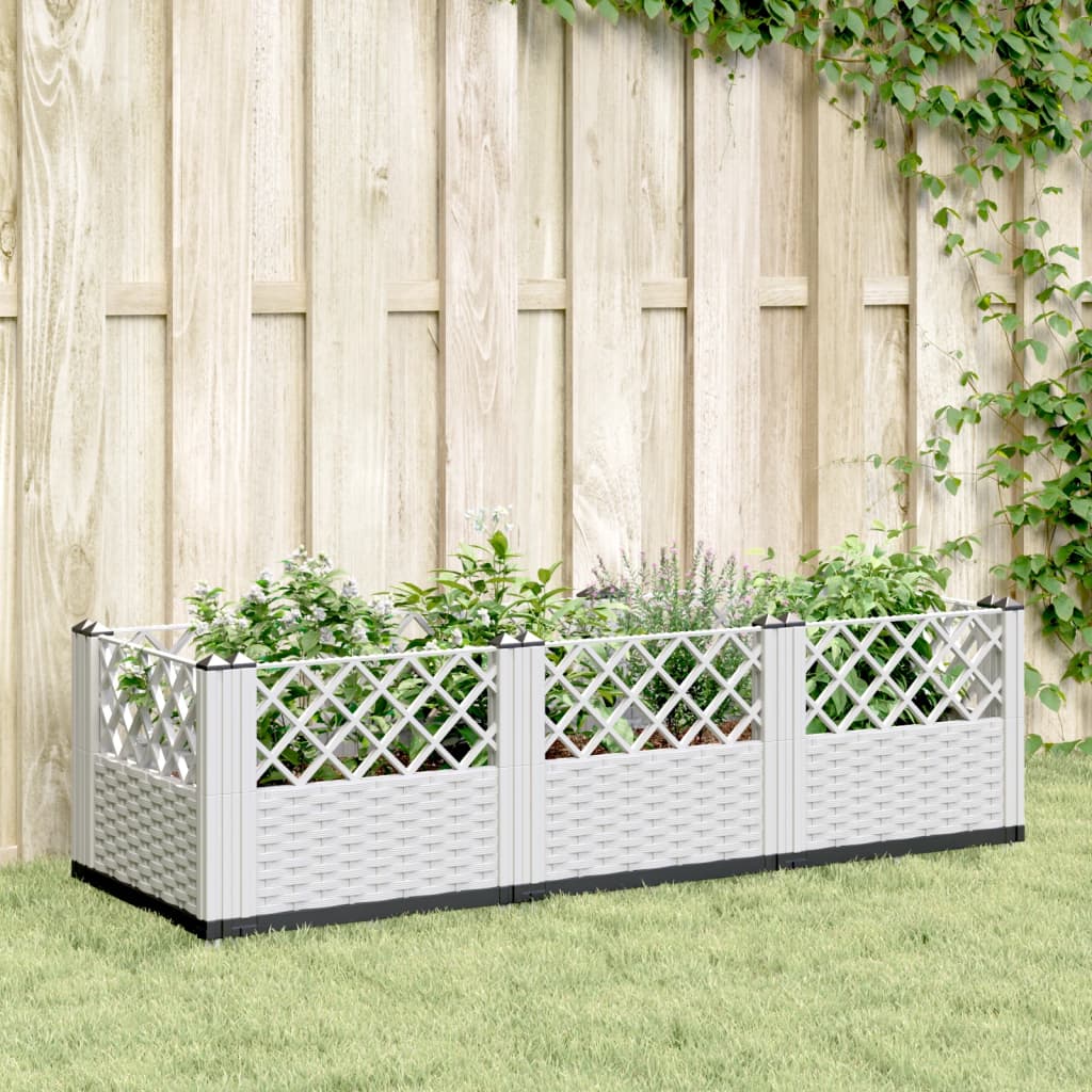 Vidaxx plantekasse med pløkke 123,5x43,5x43,5 cm polypropylen hvid