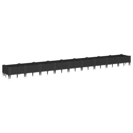 Vidaxx plantekasse med pløkke 362,5x42,5x28,5 cm polypropylen sort