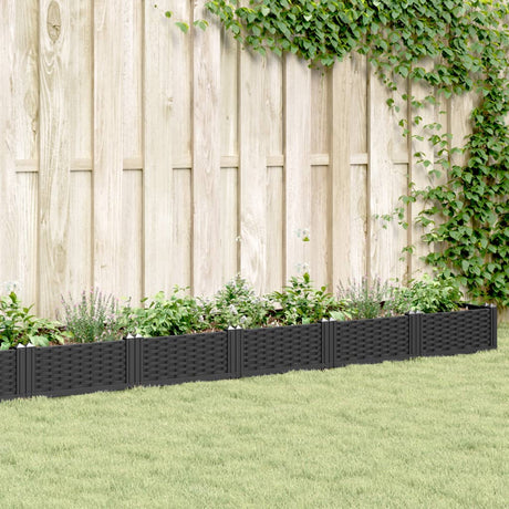Vidaxx plantekasse med pløkke 362,5x42,5x28,5 cm polypropylen sort