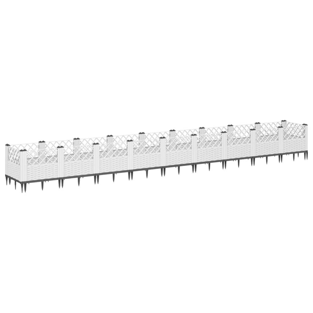 Vidaxx plantekasse med pløkke 363,5x43,5x43,5 cm polypropylen hvid