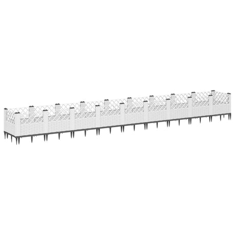 Vidaxx plantekasse med pløkke 363,5x43,5x43,5 cm polypropylen hvid