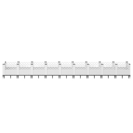 Vidaxx plantekasse med pløkke 363,5x43,5x43,5 cm polypropylen hvid