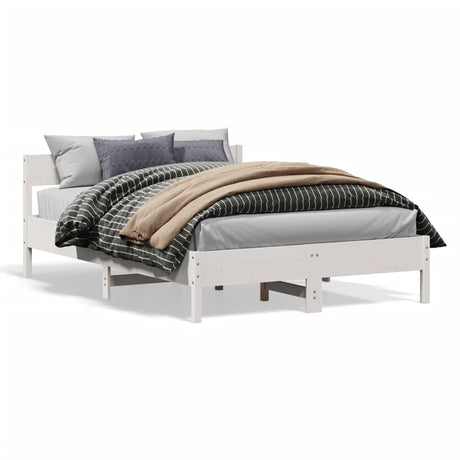 Vidaxl bedframe zonder matras massief grenenhout wit 140x190 cm