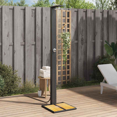 Vidaxx udendørs bruser 50x55x224 cm polyrattan og akacietræ sort