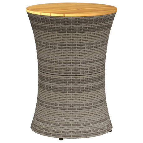 Vidaxl tuinbijzettafel trommelvormig poly rattan en massief hout grijs