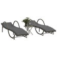 Vidaxl ligbedden 2 st met tafel poly rattan grijs