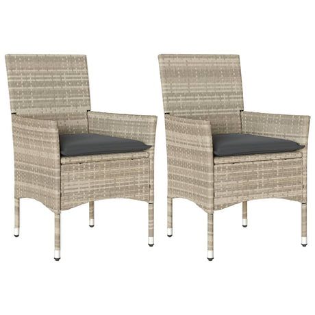 Vidaxl tuinstoelen 2 st met kussens poly rattan lichtgrijs