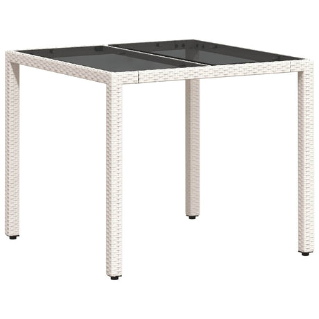 Vidaxl tuintafel met glazen blad 90x90x75 cm poly rattan wit