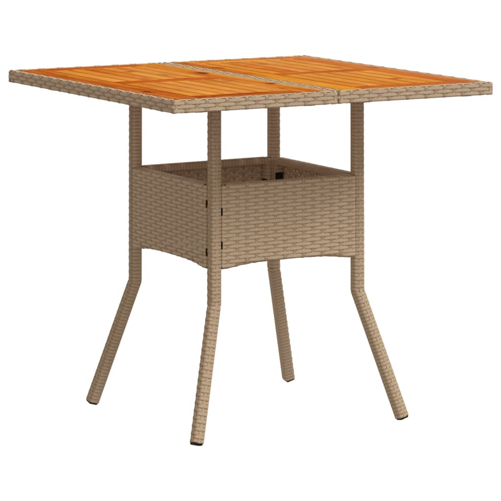 Vidaxl tuintafel 80x80x75 cm poly rattan en acaciahout beige