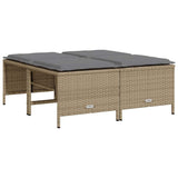 Vidaxl tuinkrukken met kussens 4 st poly rattan beige