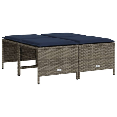 Vidaxl tuinstoelen met kussens 4 stuks grijs polyrotan