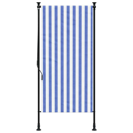 Vidaxxl udendørs rullegardin 120x270 cm stof og stål blå og hvid