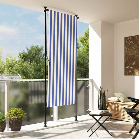 Vidaxxl udendørs rullegardin 120x270 cm stof og stål blå og hvid