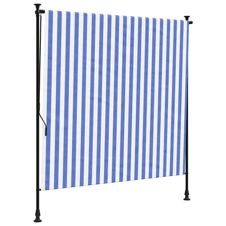 Vidaxxl udendørs rullegardin 200x270 cm stof og stål blå og hvid