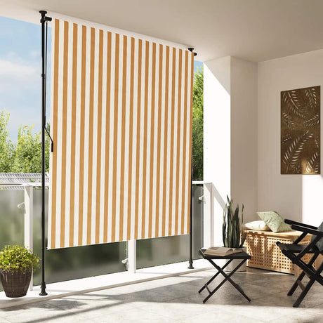 Vidaxxl udendørs rullegardin 150x270 cm stof og stål orange og hvid