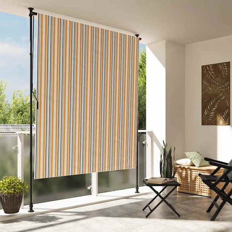 Vidaxxl udendørs rullegardin 150x270 cm stof og stål gul og hvid
