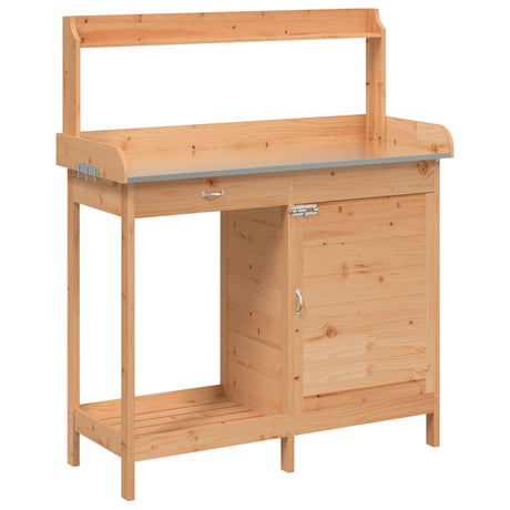 Vidaxx pottebord med skab 110,5x45x124,5 cm massiv fyrretræ brun