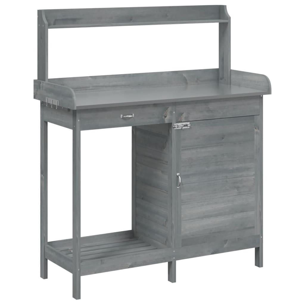 Vidaxx pottebord med skab 110,5x45x124,5 cm massiv fyrretræ grå