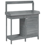 Vidaxx pottebord med skab 110,5x45x124,5 cm massiv fyrretræ grå