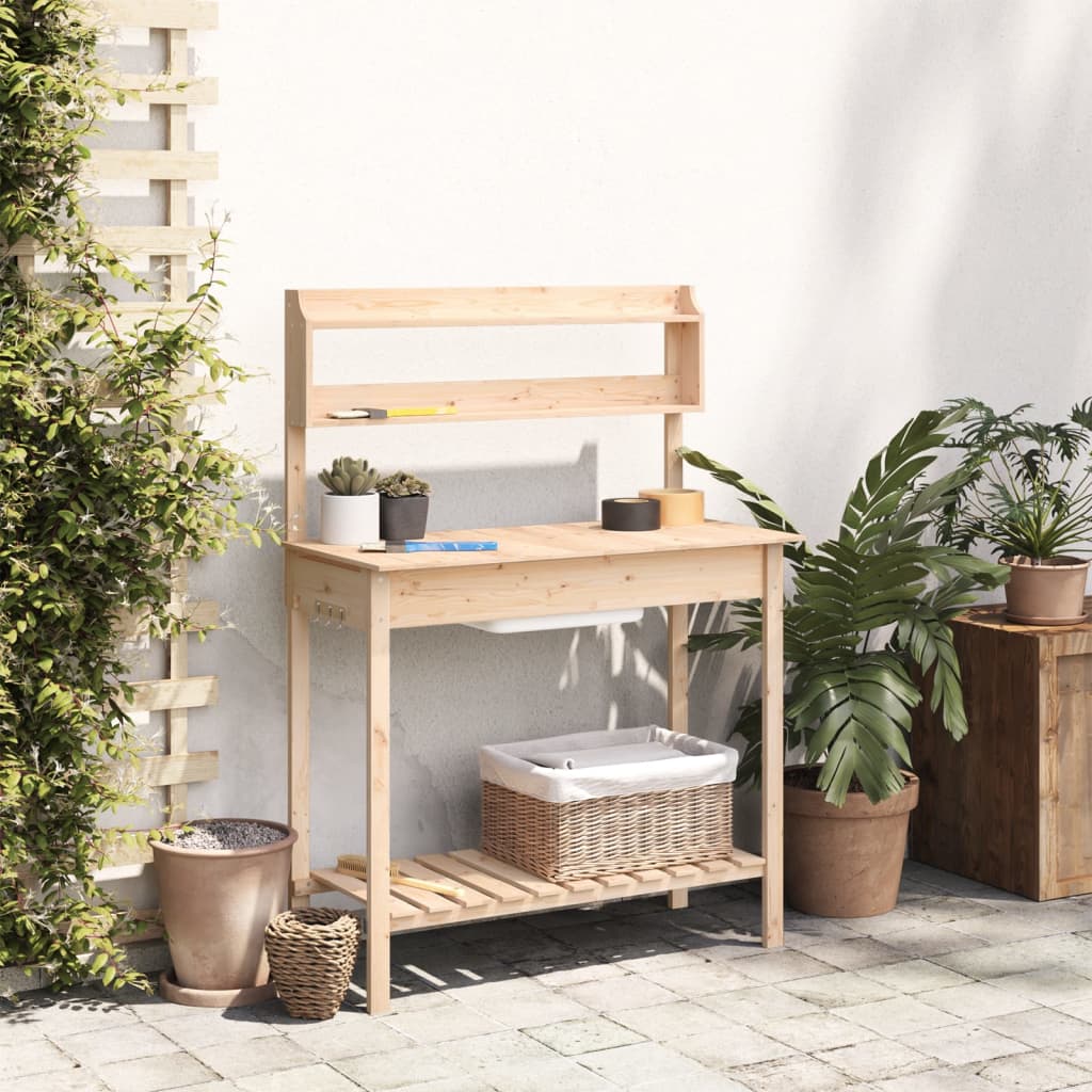 Vidaxx pottebord med vask 147,5x44x139,5 cm massivt fyrretræ