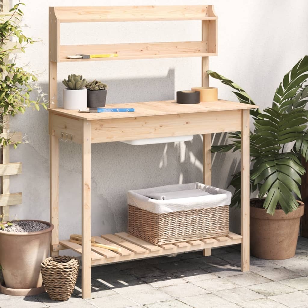 Vidaxx pottebord med vask 147,5x44x139,5 cm massivt fyrretræ