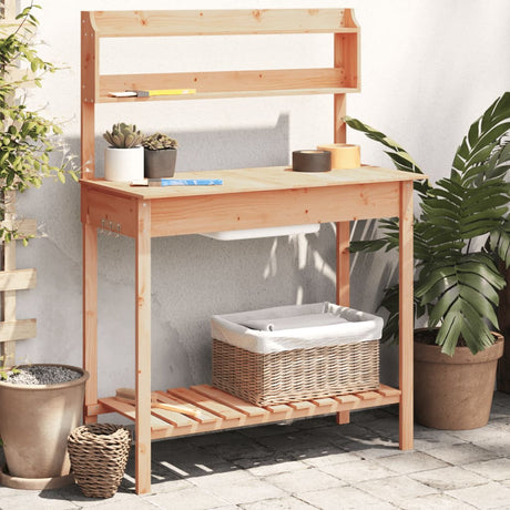 Vidaxx pottebord med vask 147,5x44x139,5 cm fyrretræ brun