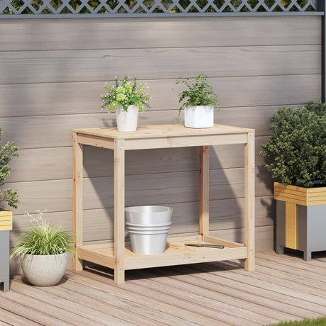 Vidaxx pottebord med hylde 82,5x50x75 cm massivt fyrretræ