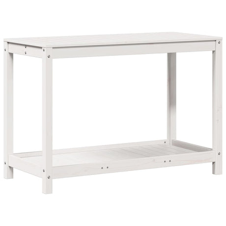 Vidaxx pottebord med hylde 108x50x75 cm massiv fyrretræ hvid