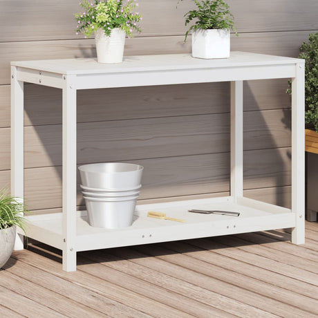 Vidaxx pottebord med hylde 108x50x75 cm massiv fyrretræ hvid