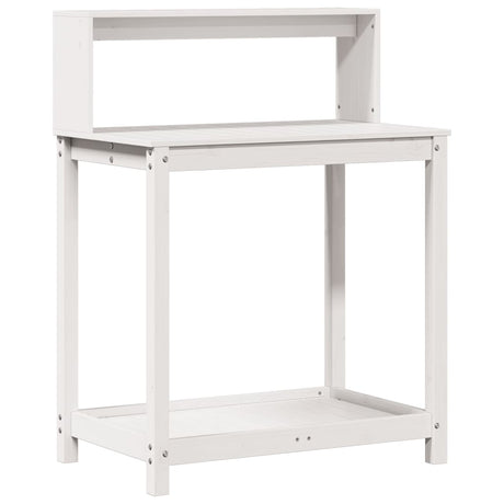 Vidaxx pottebord med hylder 82,5x50x109,5 cm massiv fyrretræ hvid