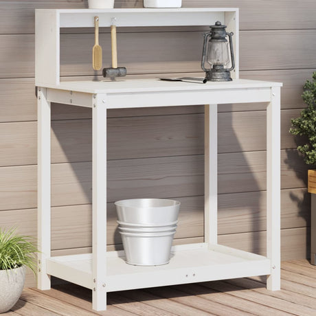 Vidaxx pottebord med hylder 82,5x50x109,5 cm massiv fyrretræ hvid