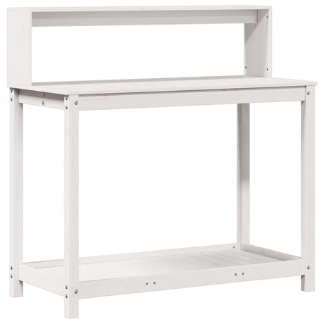 Vidaxx pottebord med hylder 108x50x109,5 cm massiv fyrretræ hvid
