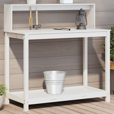 Vidaxx pottebord med hylder 108x50x109,5 cm massiv fyrretræ hvid