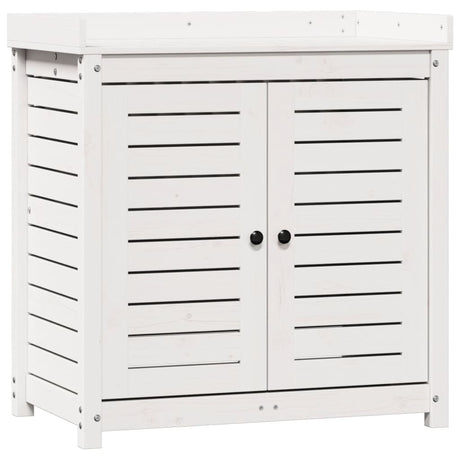 Vidaxx pottebord med hylder 82,5x50x86,5 cm massiv fyrretræ hvid