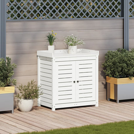Vidaxx pottebord med hylder 82,5x50x86,5 cm massiv fyrretræ hvid
