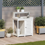 Vidaxx pottebord med hylder 82,5x50x109,5 cm massiv fyrretræ hvid