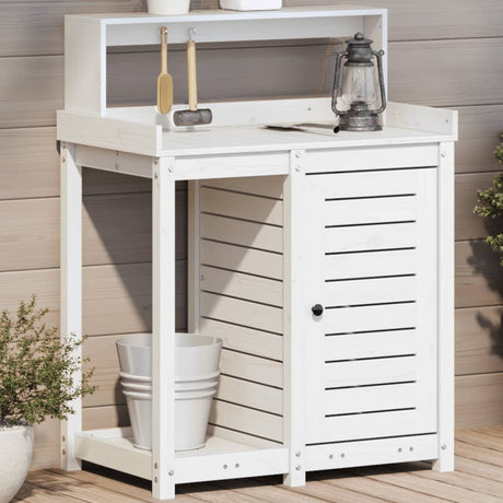 Vidaxx pottebord med hylder 82,5x50x109,5 cm massiv fyrretræ hvid